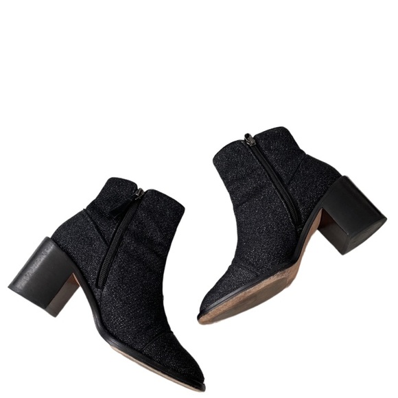 Alexandre Birman Sparkle Accent Chelsea Ankle Boots Black Lurex Silver Glitter 5 - Picture 6 of 10